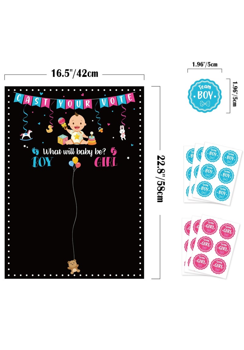 Balloon World Baby Gender Reveal Board with Stickers, Pink & Blue Guess Boys and Girls Game, 36 Pink Blue Boy Girl Voting Stickers, Cast Your Vote Game for Guests, For Baby Shower Party - Image 4