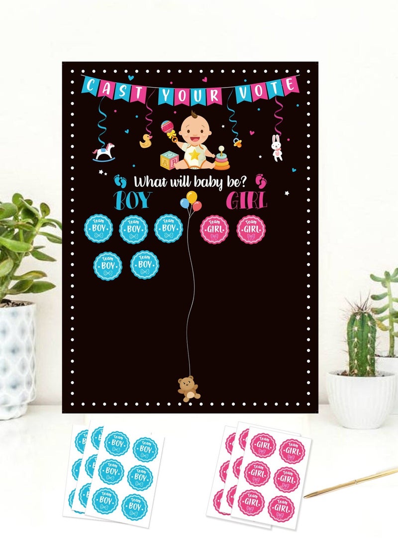 Balloon World Baby Gender Reveal Board with Stickers, Pink & Blue Guess Boys and Girls Game, 36 Pink Blue Boy Girl Voting Stickers, Cast Your Vote Game for Guests, For Baby Shower Party - Image 3