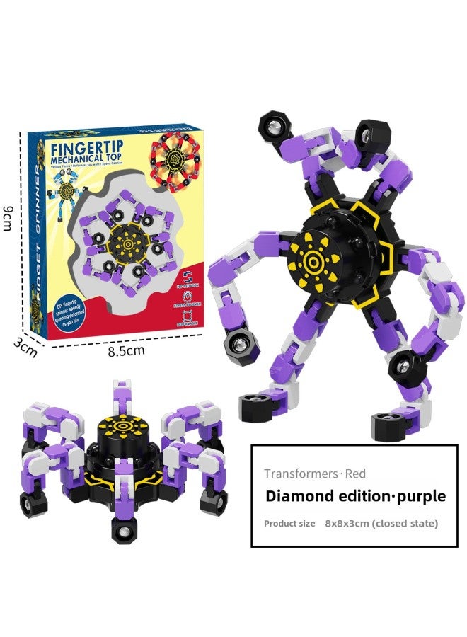 Loquat Fingertip Gyro Toy Finger Gyro Decompression Luminous Deformation Varied Mechanical Children's Turin Music Boy-Color:【english Color Box】-purple - Image 1