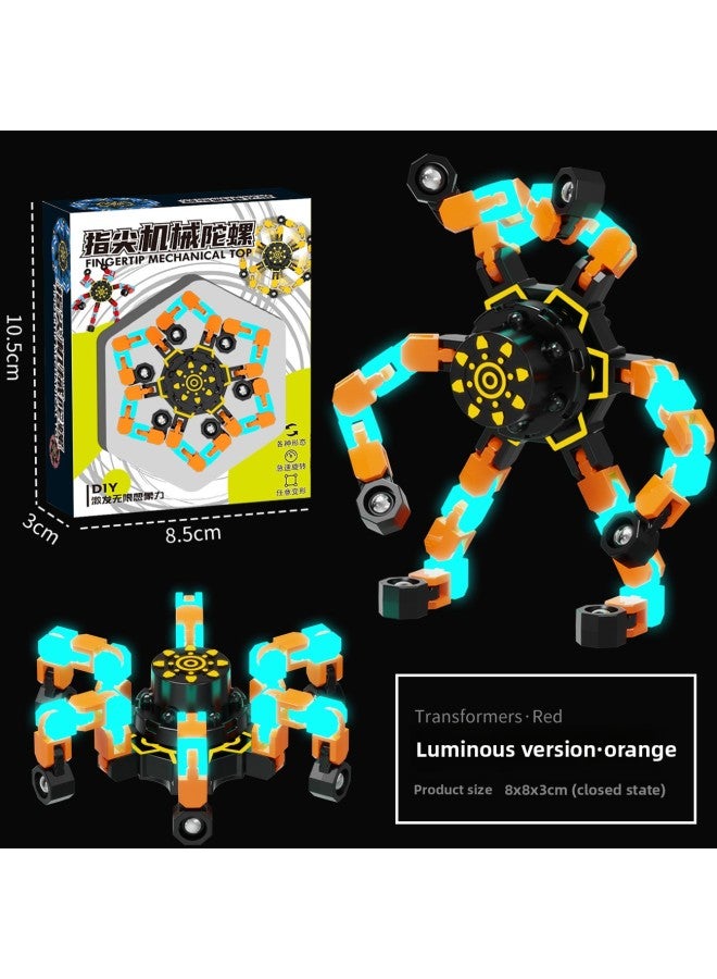 Loquat Fingertip Gyro Toy Finger Gyro Decompression Luminous Deformation Varied Mechanical Children's Turin Music Boy-Color:【english Color Box】-purple - Image 5