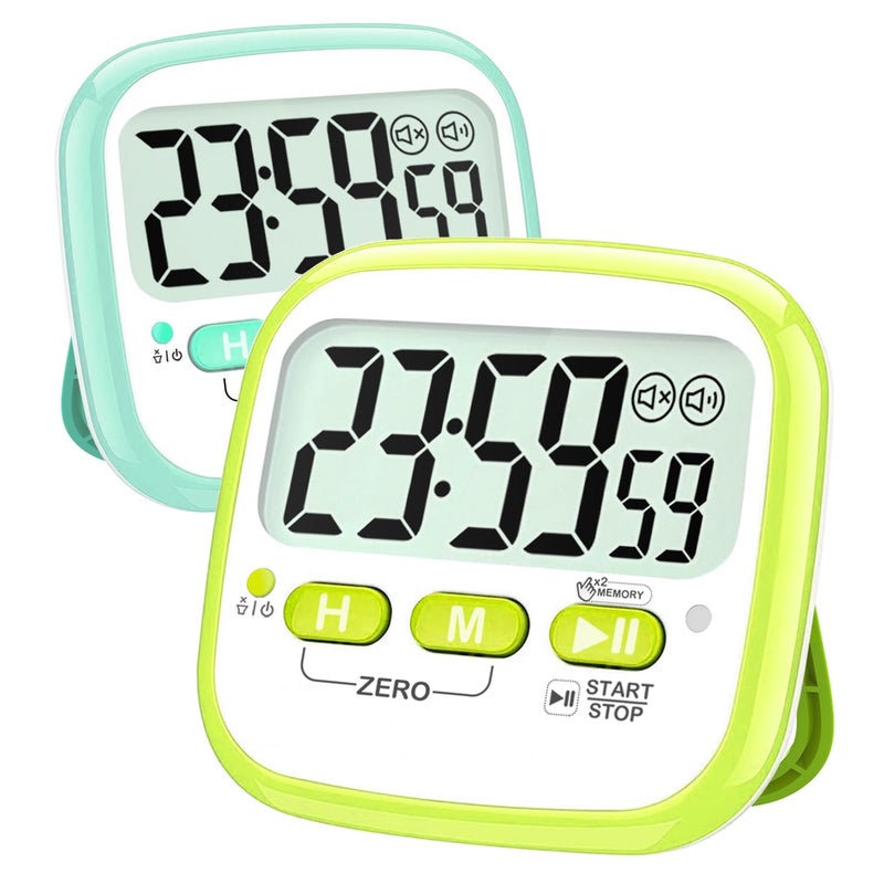 Antonki 2 Pack Classroom Timers for Kids Teachers Magnetic Countdown Digital Kitchen Timer for Cooking Study Exercise Work  Battery Included