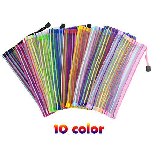 Tayfremn 30pcs Mesh Zipper Pouch B6 Net Zipper Bag Multipurpose Travel Mesh Bag Plastic Colorful Small Pencil Pouches to Storage Cosmetics Stationery Office Supplies,10 Color - Image 4