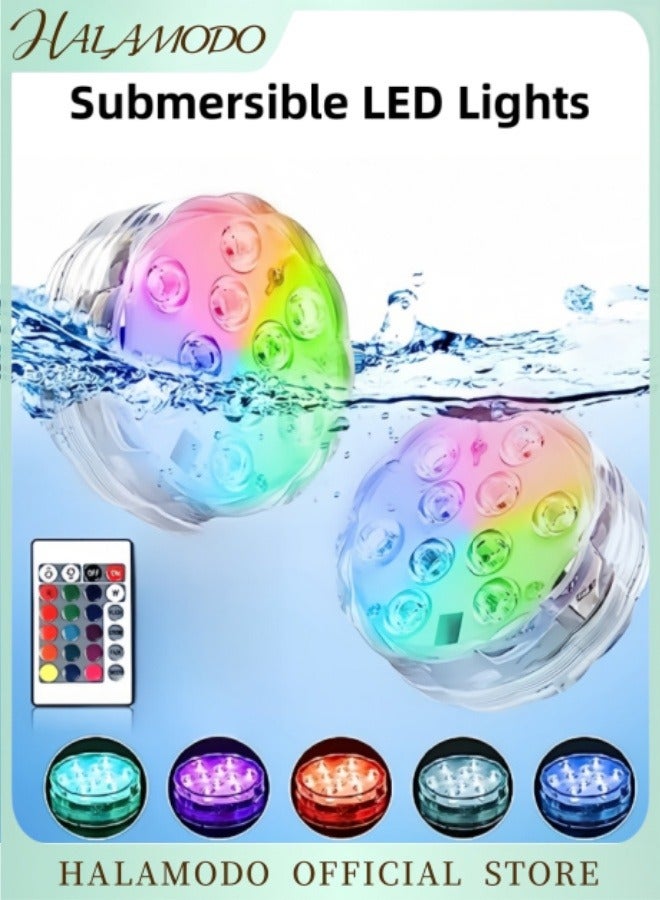 هالامودو مصابيح LED غاطسة مع جهاز تحكم عن بعد يعمل بالبطارية RGB متعدد الألوان متغير الضوء المقاوم للماء لقاعدة مزهرية حمام السباحة أو حوض السمك أو السبا أو حوض الاستحمام الساخن أو نافورة الشلال أو ديكور الحفلات  - Image 1