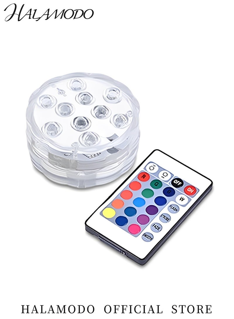 هالامودو مصابيح LED غاطسة مع جهاز تحكم عن بعد يعمل بالبطارية RGB متعدد الألوان متغير الضوء المقاوم للماء لقاعدة مزهرية حمام السباحة أو حوض السمك أو السبا أو حوض الاستحمام الساخن أو نافورة الشلال أو ديكور الحفلات  - Image 2