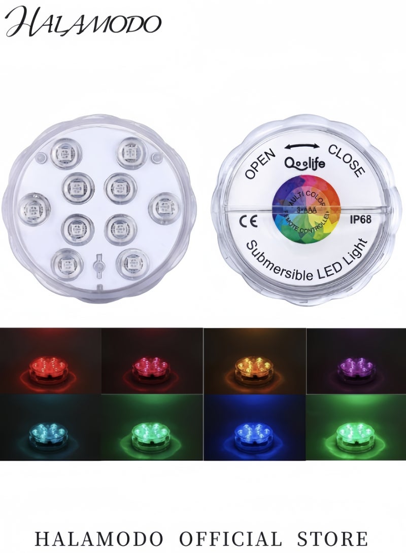 هالامودو مصابيح LED غاطسة مع جهاز تحكم عن بعد يعمل بالبطارية RGB متعدد الألوان متغير الضوء المقاوم للماء لقاعدة مزهرية حمام السباحة أو حوض السمك أو السبا أو حوض الاستحمام الساخن أو نافورة الشلال أو ديكور الحفلات  - Image 3