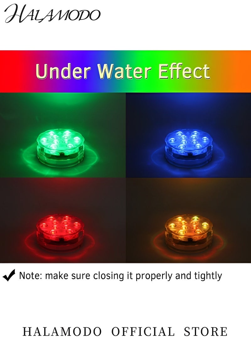 هالامودو مصابيح LED غاطسة مع جهاز تحكم عن بعد يعمل بالبطارية RGB متعدد الألوان متغير الضوء المقاوم للماء لقاعدة مزهرية حمام السباحة أو حوض السمك أو السبا أو حوض الاستحمام الساخن أو نافورة الشلال أو ديكور الحفلات  - Image 4