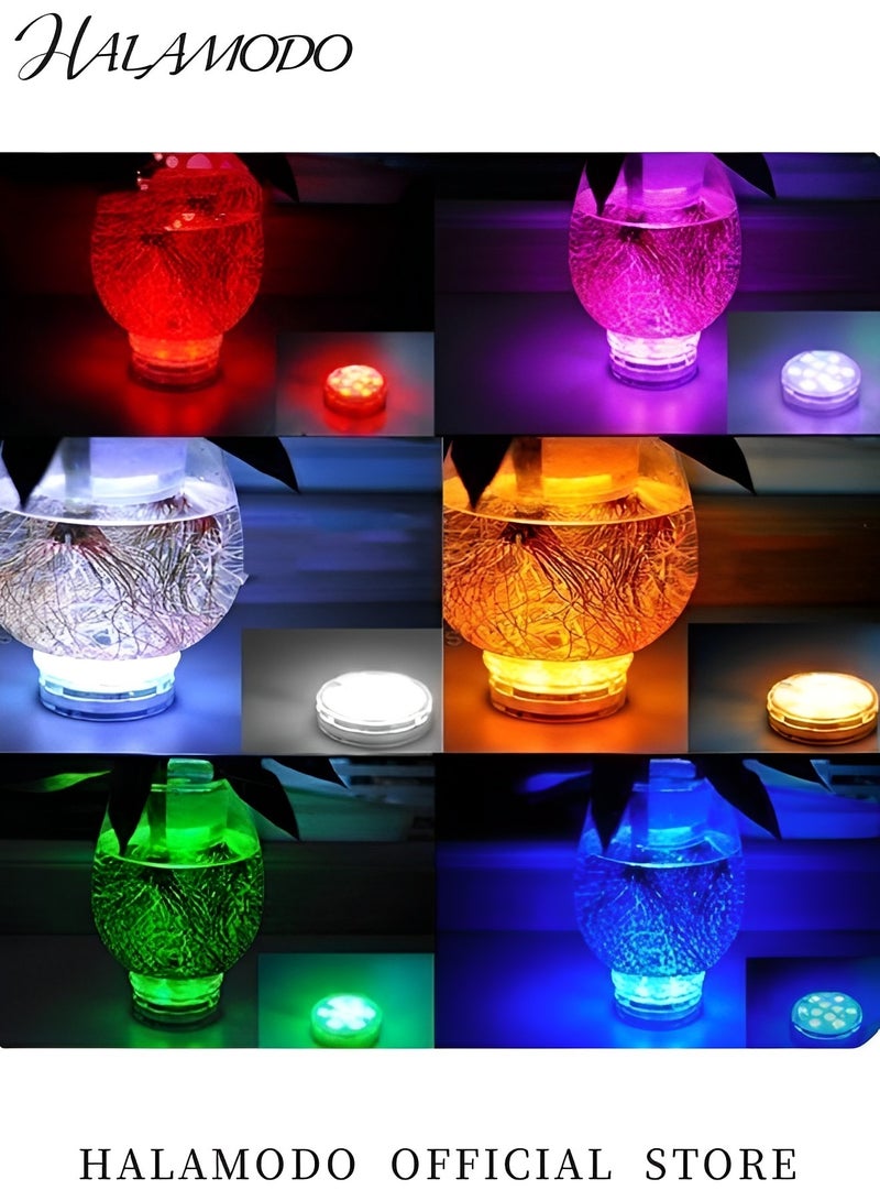 هالامودو مصابيح LED غاطسة مع جهاز تحكم عن بعد يعمل بالبطارية RGB متعدد الألوان متغير الضوء المقاوم للماء لقاعدة مزهرية حمام السباحة أو حوض السمك أو السبا أو حوض الاستحمام الساخن أو نافورة الشلال أو ديكور الحفلات  - Image 5