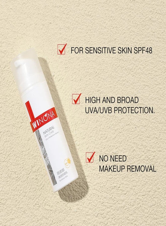 WINONA SPF 48+++ Face Sunscreen Lotion, Skin Soothing Sunblock Milk for Sensitive and Dry Skin, Enriched with Portulaca Oleracea, Lightweight, Gentle, and Moisturizing, 1.76oz - Image 4