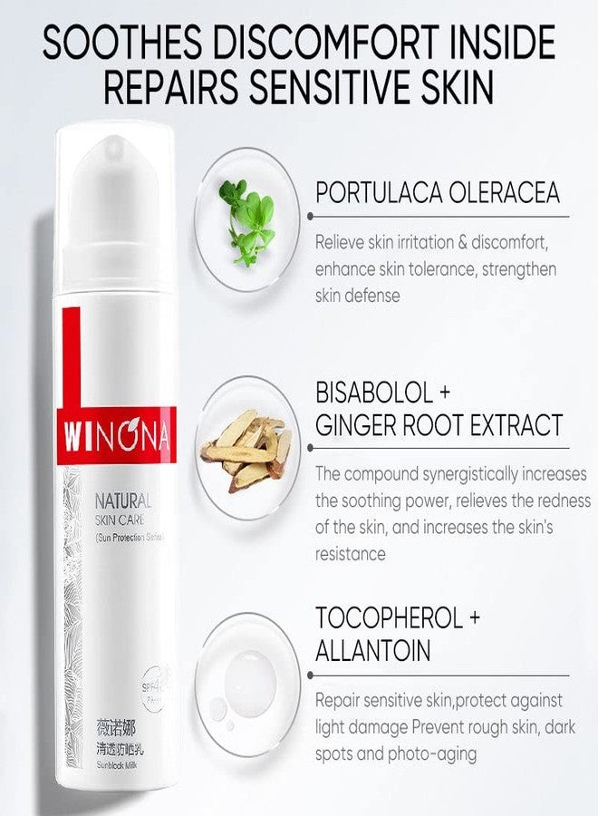 WINONA SPF 48+++ Face Sunscreen Lotion, Skin Soothing Sunblock Milk for Sensitive and Dry Skin, Enriched with Portulaca Oleracea, Lightweight, Gentle, and Moisturizing, 1.76oz - Image 2
