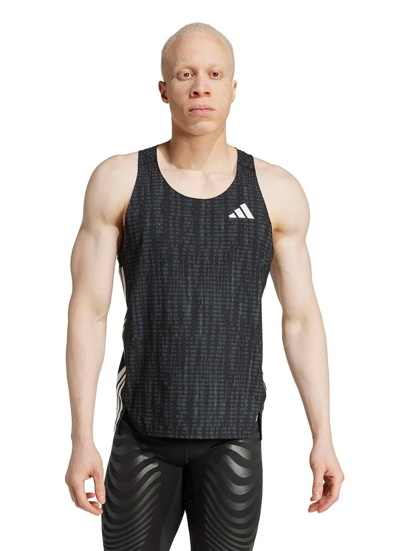 Adidas Adizero Snglt M Grey Singlet (Shirt) T-Shirts For Men