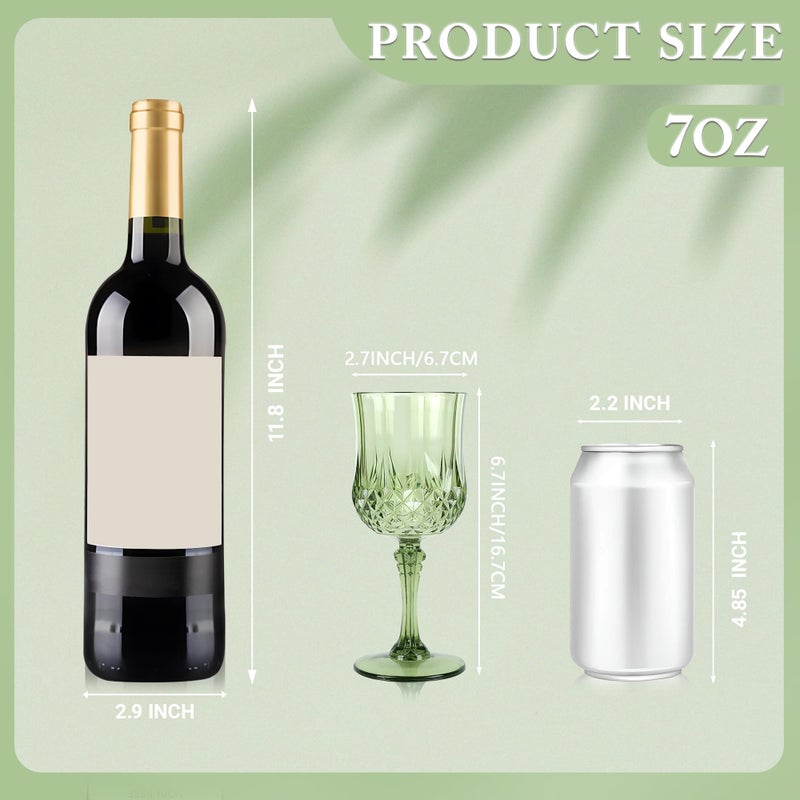 LEYIQU Plastic Wine Glasses, Plastic Goblets Vintage Style Cordial Unbreakable Drinking Glasses, Reusable Drinkware for Wedding Reception, Grand Event Party Supplies, Easter (48, New Green) - Image 2