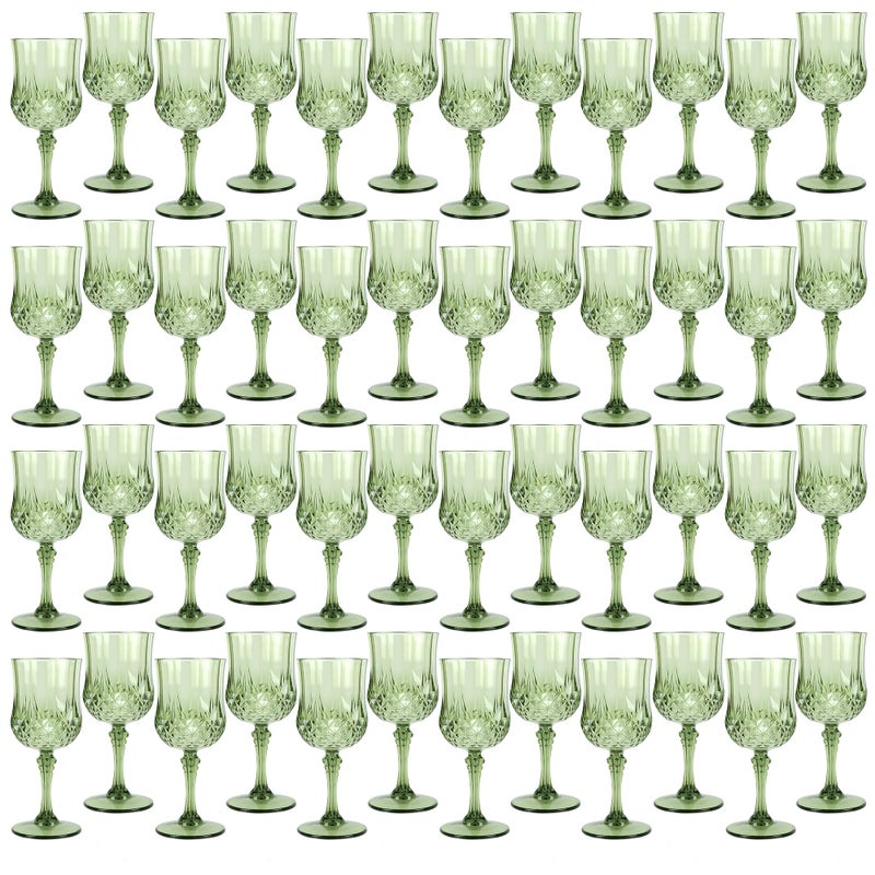 LEYIQU Plastic Wine Glasses, Plastic Goblets Vintage Style Cordial Unbreakable Drinking Glasses, Reusable Drinkware for Wedding Reception, Grand Event Party Supplies, Easter (48, New Green) - Image 1