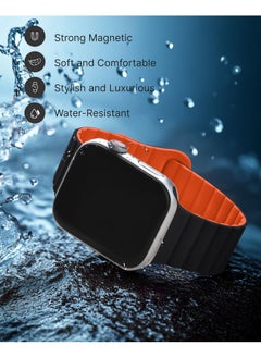 Fullmosa Fullmosa Soft Silicone Magnetic Bands Compatible with Apple Watch Strap 41mm 40mm 38mm 42mm(Series 10), Sport Band for iWatch SE2 SE Series 10 9 8 7 6 5 4 3 2 1,Black/Orange [Watch NOT Included]  - Image 4