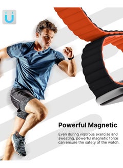 Fullmosa Fullmosa Soft Silicone Magnetic Bands Compatible with Apple Watch Strap 41mm 40mm 38mm 42mm(Series 10), Sport Band for iWatch SE2 SE Series 10 9 8 7 6 5 4 3 2 1,Black/Orange [Watch NOT Included]  - Image 2