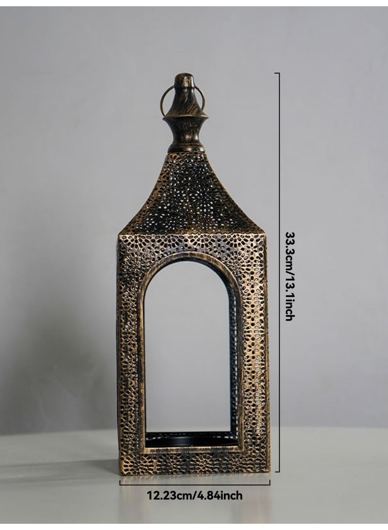 1pc Metal Ramadan Lantern with Arabic Design Islamic Home Decor Candle Holder for Living Room Dining Room Eid Mubarak Ramadan Kareem Table Decoration - Image 3
