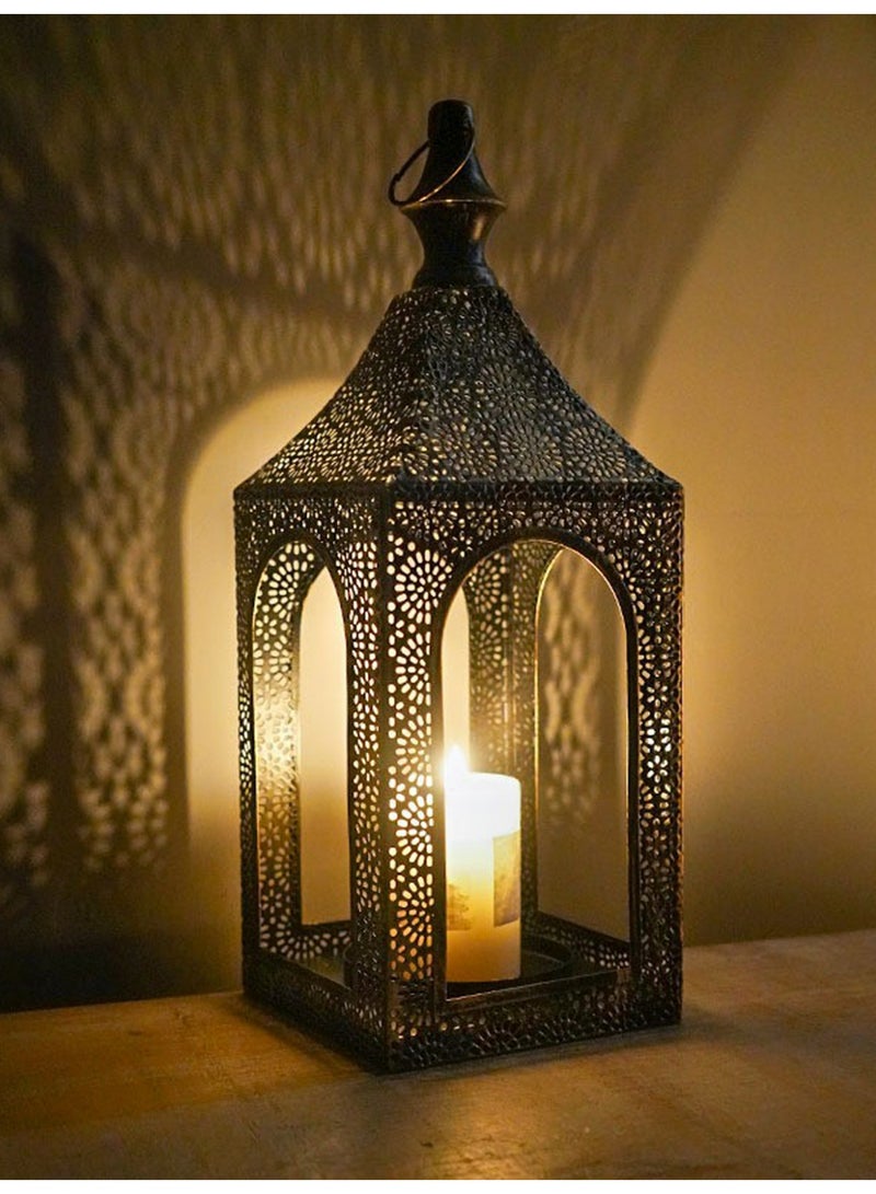 1pc Metal Ramadan Lantern with Arabic Design Islamic Home Decor Candle Holder for Living Room Dining Room Eid Mubarak Ramadan Kareem Table Decoration - Image 4