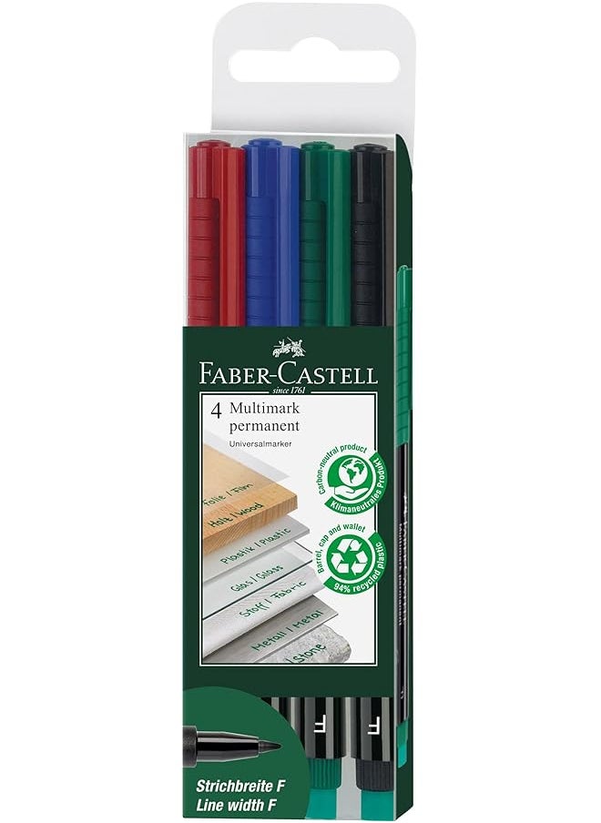 FABER-CASTELL - Multimark Permanent Marker In Wallet 4 Pieces Multicolour - Image 1