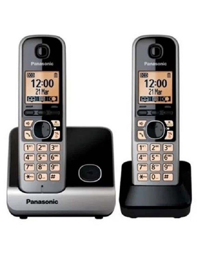 باناسونيك هاتف لاسلكي رقمي ثنائي مع مفتاح الوظيفة الذكية وشاشة بإضاءة خلفية كهرمانية - Image 3