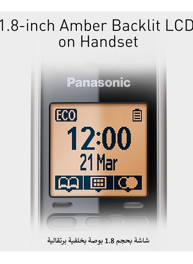 باناسونيك هاتف لاسلكي رقمي ثنائي مع مفتاح الوظيفة الذكية وشاشة بإضاءة خلفية كهرمانية - Image 2