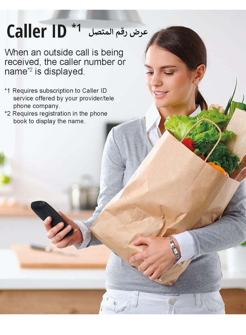 باناسونيك هاتف لاسلكي رقمي ثنائي مع مفتاح الوظيفة الذكية وشاشة بإضاءة خلفية كهرمانية - Image 4