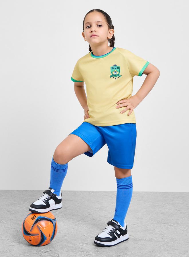 Styli Kids Brazil Print Jersey T-Shirt and Shorts FIFA Football Set - Image 5
