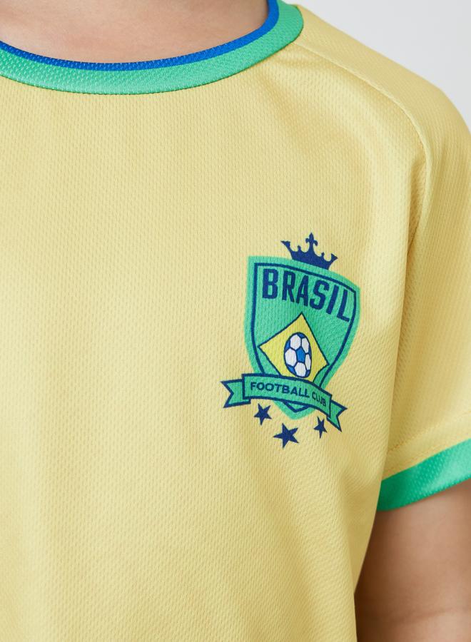 Styli Kids Brazil Print Jersey T-Shirt and Shorts FIFA Football Set - Image 4