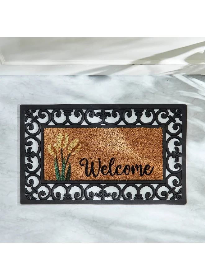 Home Box Welcome Moulded Coir and Rubber Doormat - 45x75 cm