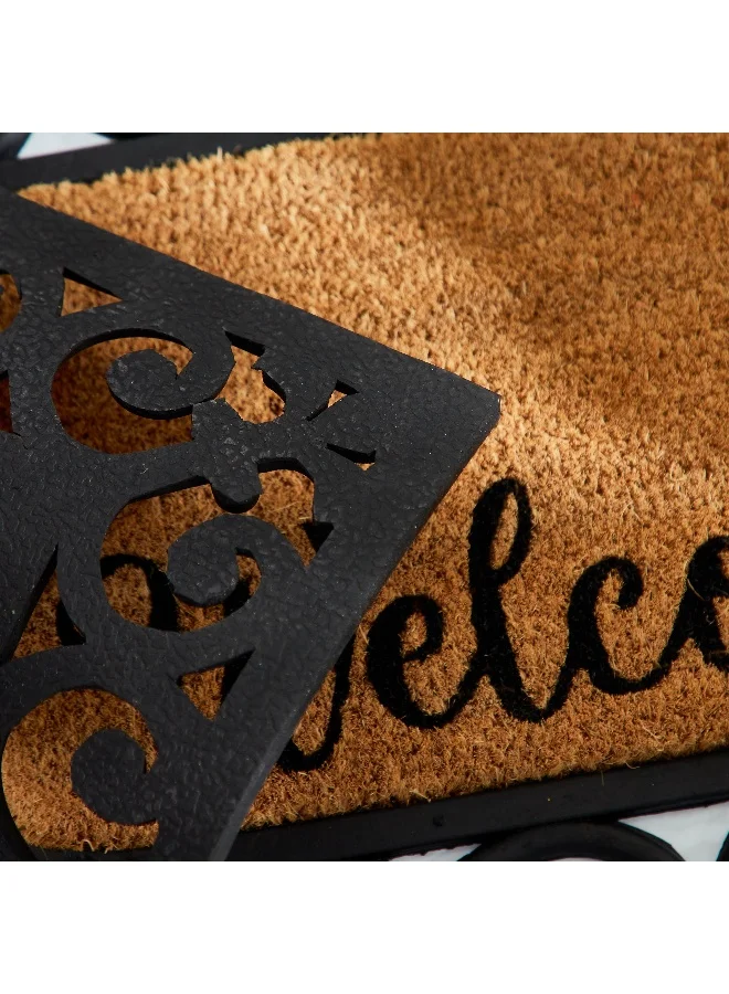 Home Box Welcome Moulded Coir and Rubber Doormat - 45x75 cm