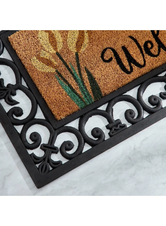 Home Box Welcome Moulded Coir and Rubber Doormat - 45x75 cm