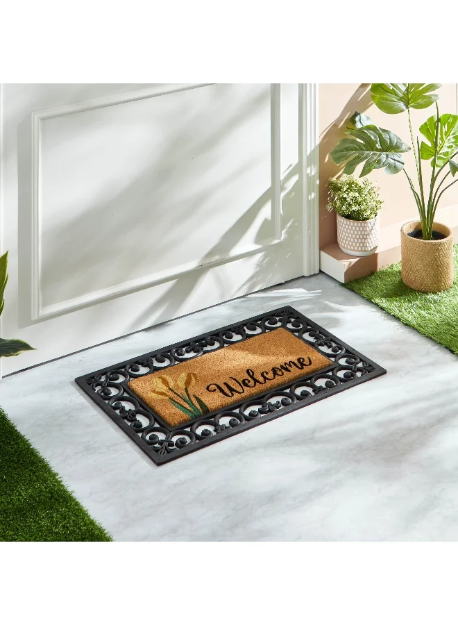 Home Box Welcome Moulded Coir and Rubber Doormat - 45x75 cm