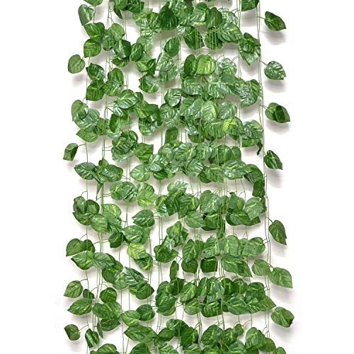 VRCT Natural Look Green Artificial Money Plant Creeper/Vine for Artificial Gardening and Home Decor (Pack of 12 Strings)(7 FEET Each) - Image 1