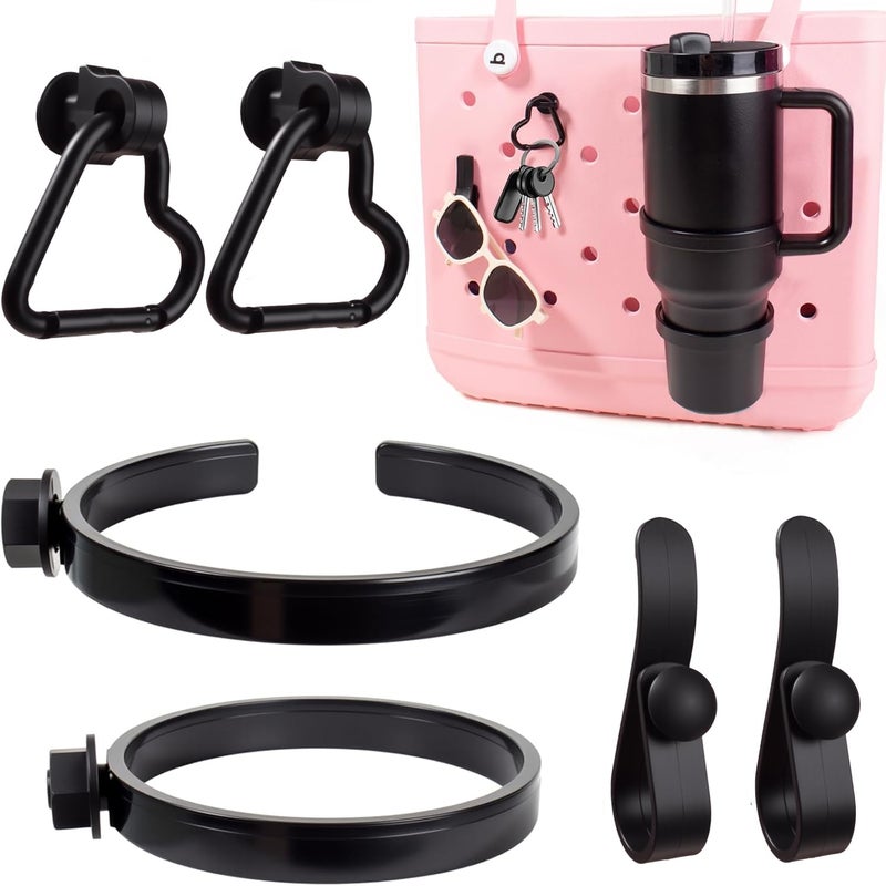 LETGO Cup Holder for Bogg Bag â€“ Compatible with Stanley 30oz/40oz Tumblers, Bogg Bag Accessories Insert Hook Carabiner Keychain Holder Charms (New Black) - Image 1