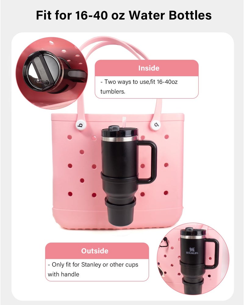 LETGO Cup Holder for Bogg Bag â€“ Compatible with Stanley 30oz/40oz Tumblers, Bogg Bag Accessories Insert Hook Carabiner Keychain Holder Charms (New Black) - Image 3