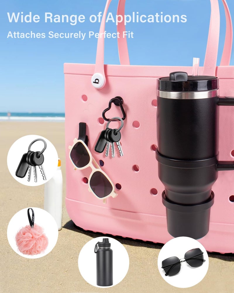 LETGO Cup Holder for Bogg Bag â€“ Compatible with Stanley 30oz/40oz Tumblers, Bogg Bag Accessories Insert Hook Carabiner Keychain Holder Charms (New Black) - Image 4