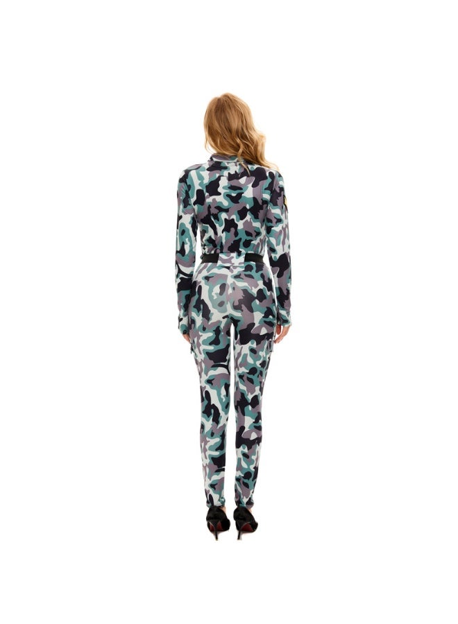 زي شرطي أنثوي بألوان تخ camouflage للعيد الهالوين - Image 3