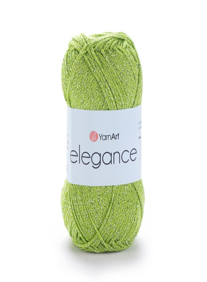 YarnArt Elegance Sparkly Yarn - Metallic Cotton Blend, Fine Sport for Knitting & Crochet, Lightweight Thread for Shawls & Sweaters, 50g (130m), Green - (1, 114) - Image 1