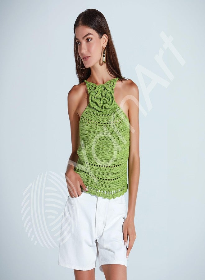 YarnArt Elegance Sparkly Yarn - Metallic Cotton Blend, Fine Sport for Knitting & Crochet, Lightweight Thread for Shawls & Sweaters, 50g (130m), Green - (1, 114) - Image 4