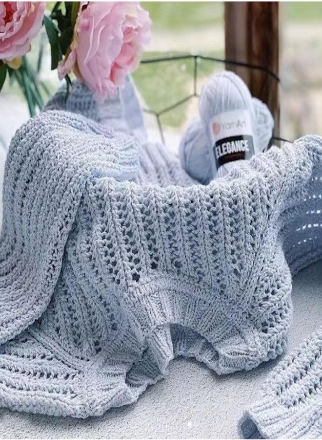 YarnArt Elegance Sparkly Yarn - Metallic Cotton Blend, Fine Sport for Knitting & Crochet, Lightweight Thread for Shawls & Sweaters, 50g (130m), Green - (1, 114) - Image 5