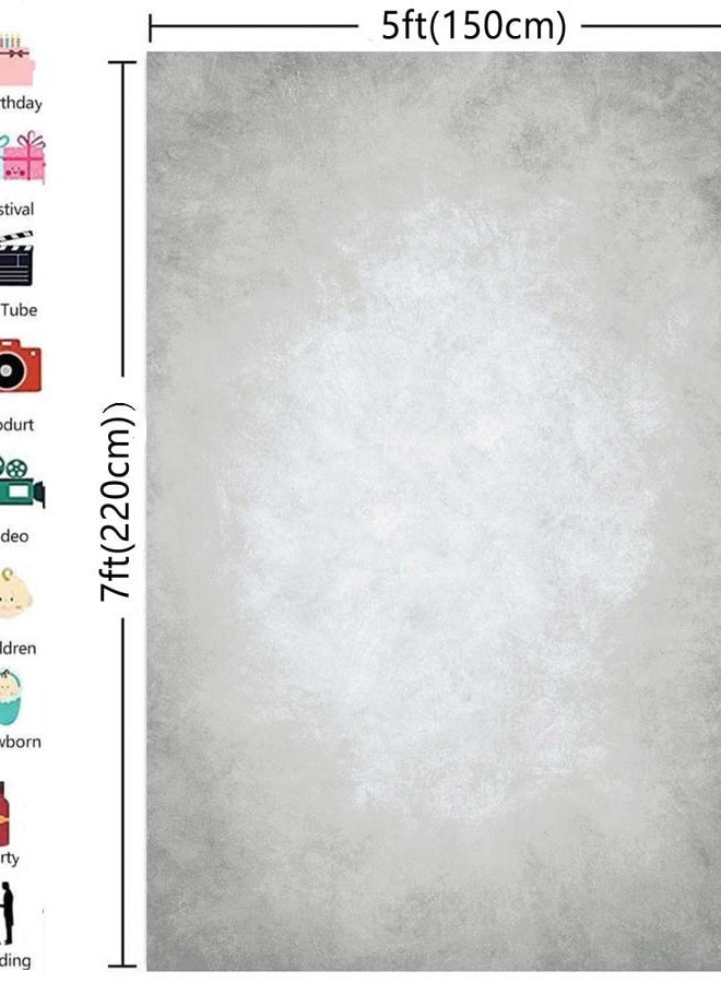 HMTFOTO 5x7ft Grey Portrait Photography Backdrops Solid Texture Abstract Photo Background for Photoshoot - Image 3