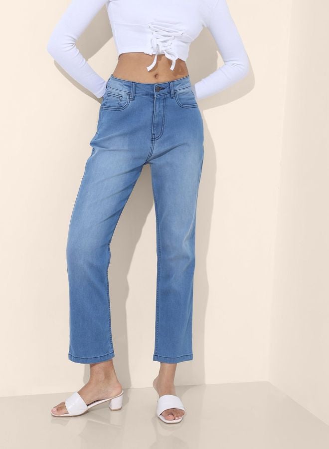 Freehand Women Straight Fit Solid Mid Rise Jeans - Image 1