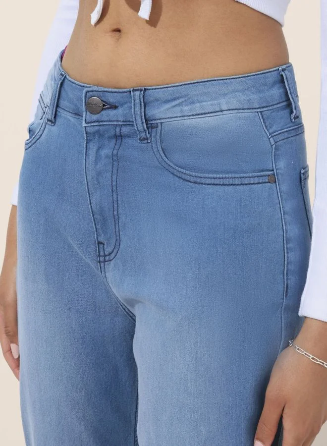 Freehand  Women Straight Fit Solid Mid Rise Jeans  | Best Price UAE