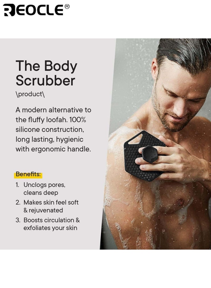 REOCLE Body Scrubber & Storage Hook Set Silicone Shower Accessory with Silicone-Grip Tech Gentle Exfoliator & Massager Easy to Clean Hang Space-Saving for Home Hotel Bathrooms Ideal for Unisex Adults Kids for Men Women - Image 3