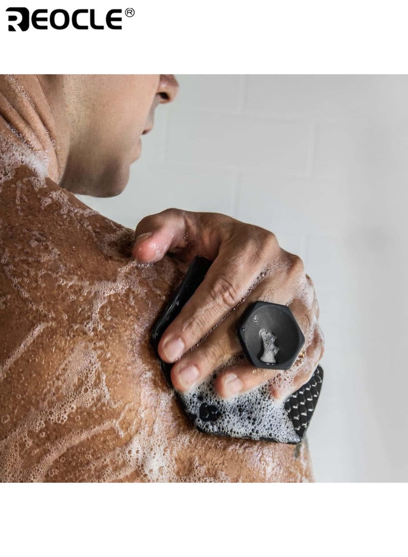 REOCLE Body Scrubber & Storage Hook Set Silicone Shower Accessory with Silicone-Grip Tech Gentle Exfoliator & Massager Easy to Clean Hang Space-Saving for Home Hotel Bathrooms Ideal for Unisex Adults Kids for Men Women - Image 4