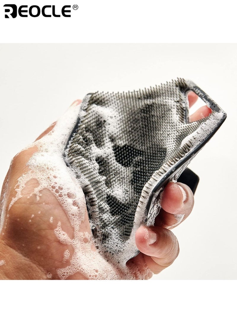REOCLE Body Scrubber & Storage Hook Set Silicone Shower Accessory with Silicone-Grip Tech Gentle Exfoliator & Massager Easy to Clean Hang Space-Saving for Home Hotel Bathrooms Ideal for Unisex Adults Kids for Men Women - Image 5
