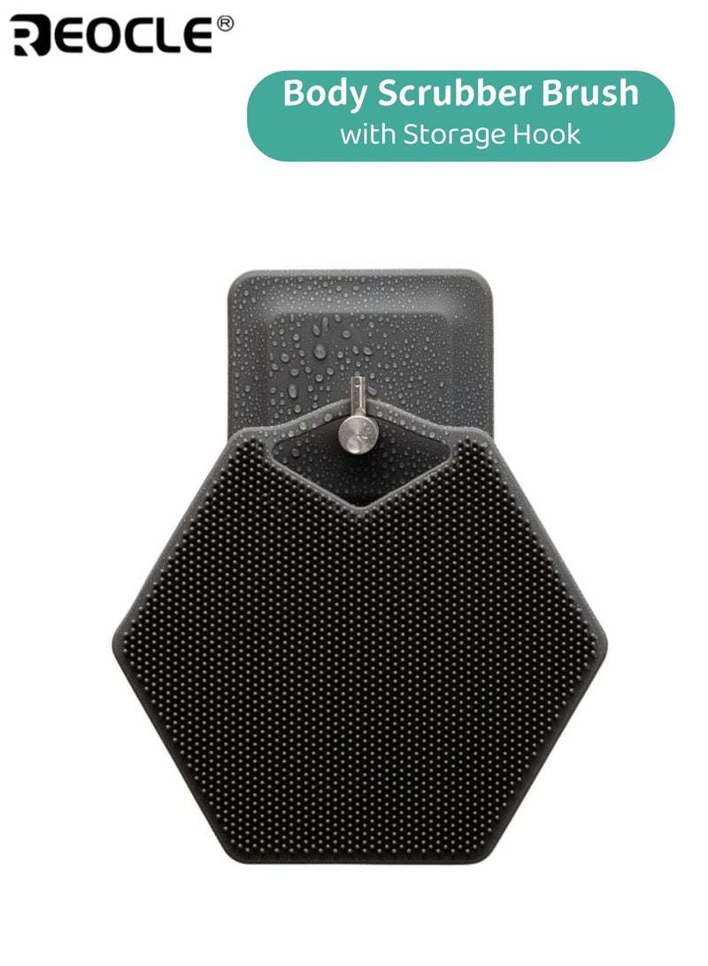 REOCLE Body Scrubber & Storage Hook Set Silicone Shower Accessory with Silicone-Grip Tech Gentle Exfoliator & Massager Easy to Clean Hang Space-Saving for Home Hotel Bathrooms Ideal for Unisex Adults Kids for Men Women - Image 1