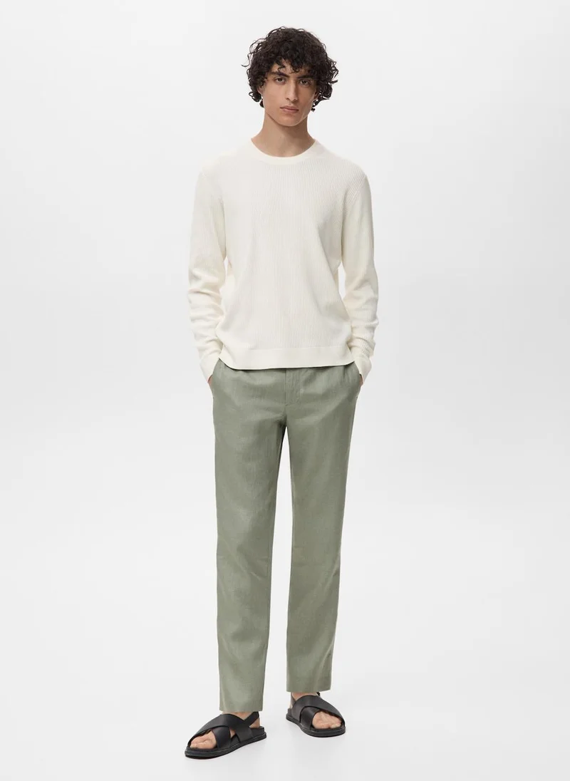 مانجو Fine rib-knit cotton sweater
