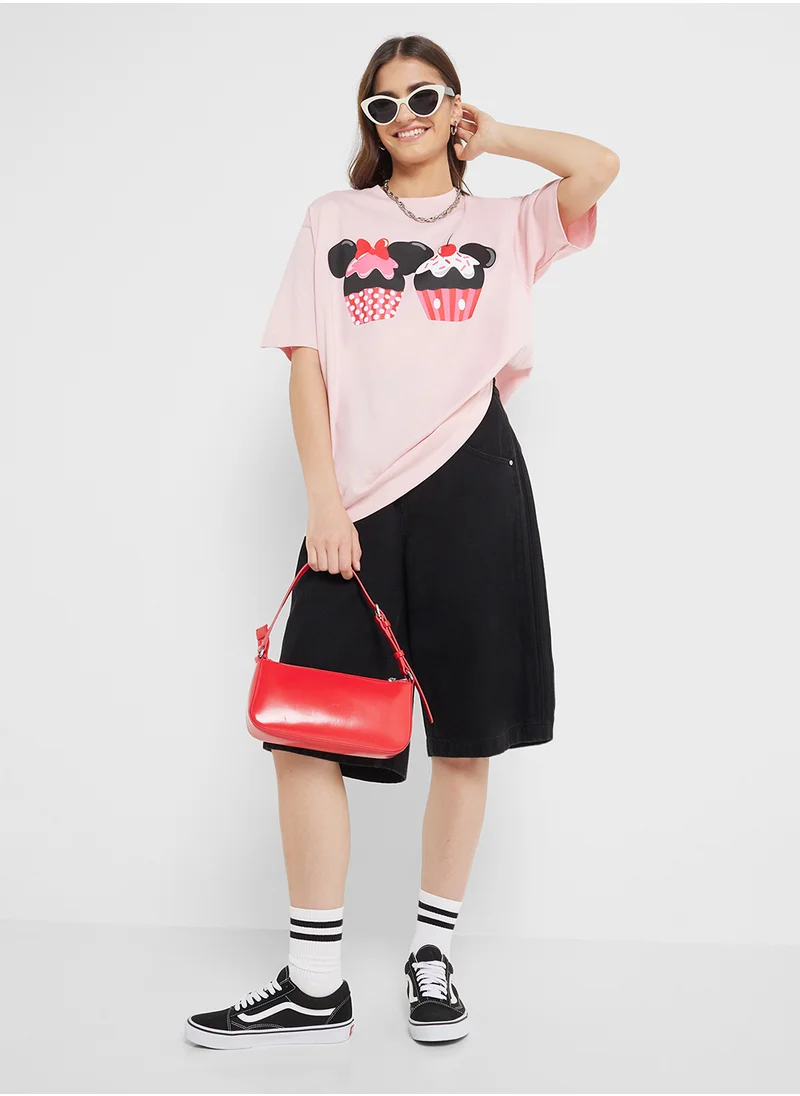 Disney Mickey & Minnie Oversize Front & Back Print T-Shirt