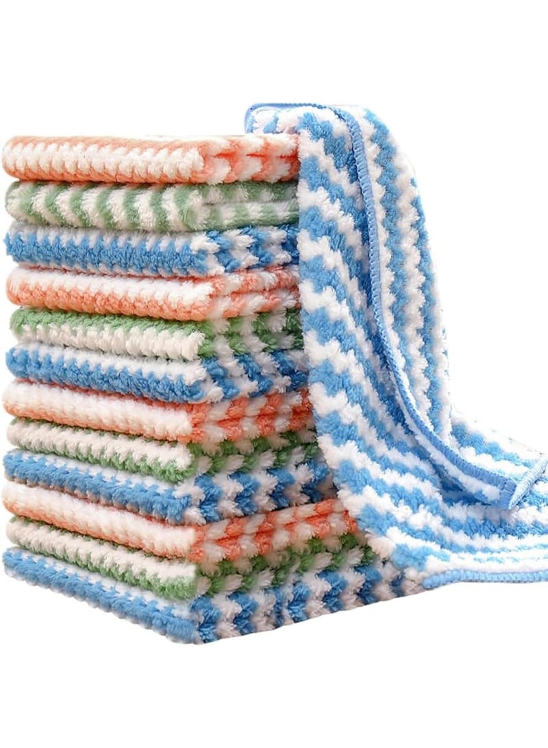 CLENEA 12 Pack Kitchen Towels and Dishcloths Set (12 x 12 Inches), Super Soft and Absorbent Coral Velvet Dish Towels, Nonstick Oil Fast Drying Microfiber Cleaning Cloth, No Lint Household Dishcloths - Image 1