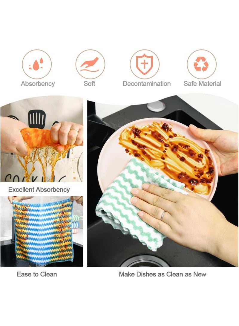 CLENEA 12 Pack Kitchen Towels and Dishcloths Set (12 x 12 Inches), Super Soft and Absorbent Coral Velvet Dish Towels, Nonstick Oil Fast Drying Microfiber Cleaning Cloth, No Lint Household Dishcloths - Image 4