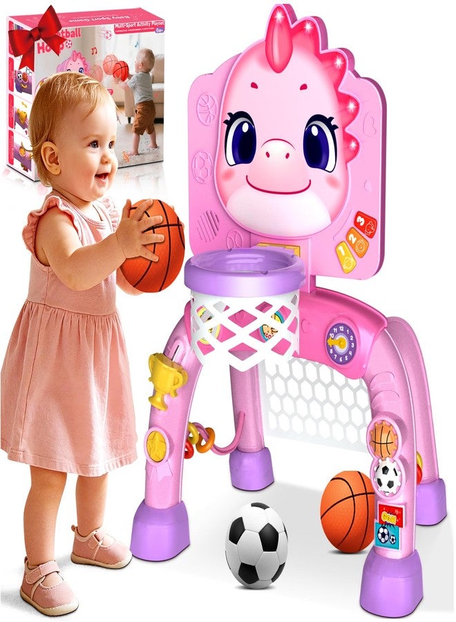 Zerhunt Toddler Gift for Aged 1-2: Dinosaur Toys Activity Center with Music/Light-Up - Sport Game Basketball Hoop & Soccer for Indoor Yard - 6+ Month Baby Gift for Birthday Christmas - Image 1
